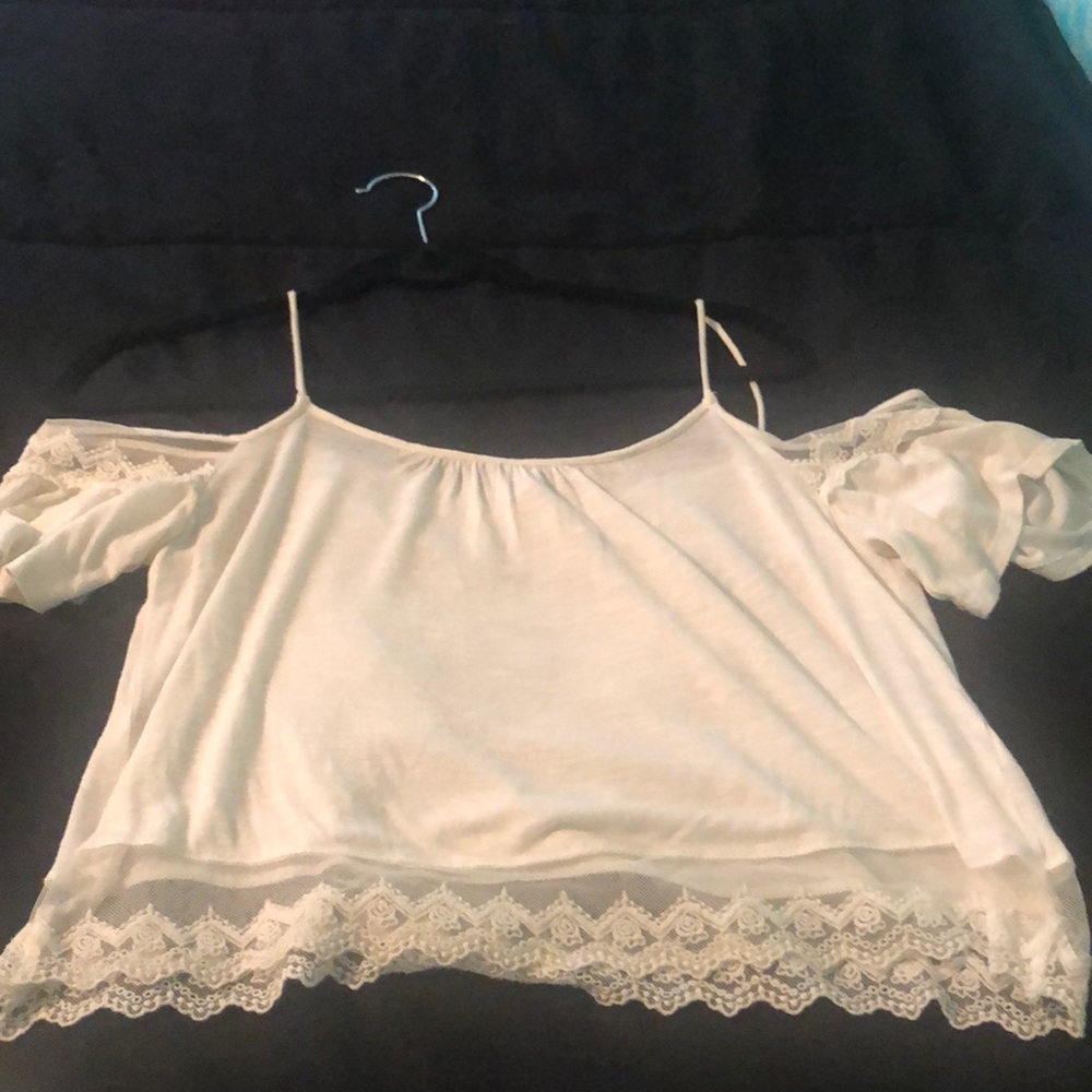 Off the shoulder white top